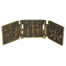 Bronze Religious Travel Triptych / Icon / Scenes from the Life of Christ