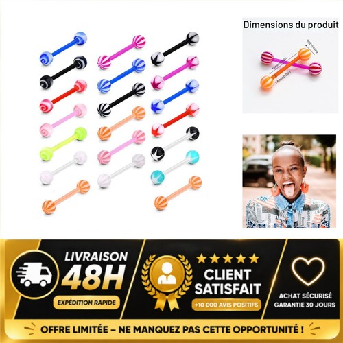 Lot piercings langue - 20,