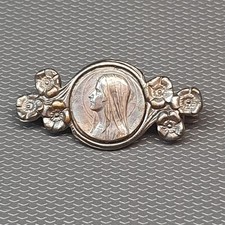 Beautiful Antique Art Nouveau Religious Brooch Signed ESCUDERG #60