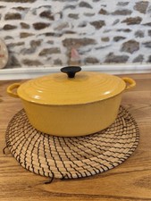 Le Creuset Grande Cocotte EN Fonte OVALE Vintage Jaune ø 27 CM 