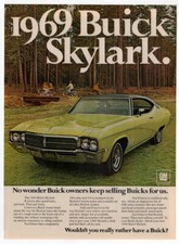 1969 BUICK Skylark Vintage Original Print AD | Yellow car photo English Canada