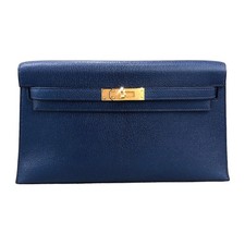 HERMES Kelly Elan U Stamp (2022) Blue Saphir/GHW Chevre Shoulder Bag #028