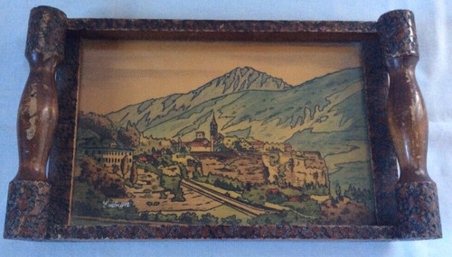 Plateau ancien pyrogravure - ancien,