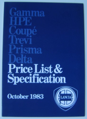 Lancia price list 1983 - list,