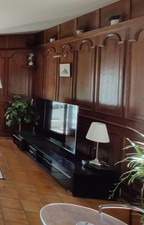 meuble TV noir laqué 208cm