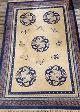 Grand Tapis Chinois Fait Main Laine Dragon 310x210cm Old Chinese Carpet Rug 1950