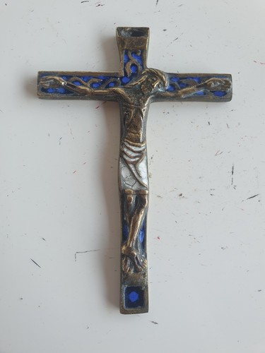 Crucifix bronze émaillé - crucifix,