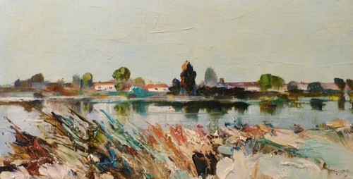 étang huile sur toile - l'Étang,,