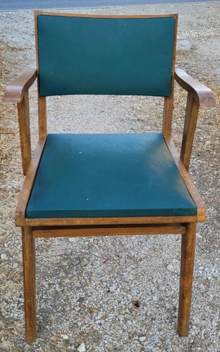 Fauteuil vintage bois - , skaï