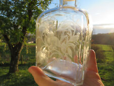 bird and flower engraved glass or crystal decanter or bottle