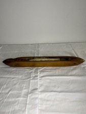 Navette de métier à tisser ancienne en bois et métal avec bobine de fil Vintage