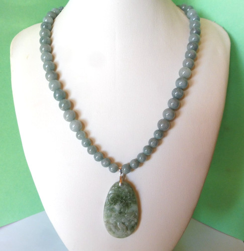 Collier jade vert bleu - jade,