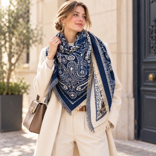 Grand châle femme - , marine