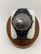 Swatch Irony Men 40mm Aluminium Watch Chronograph Black Coat 7" YCB4019AG - RUNS