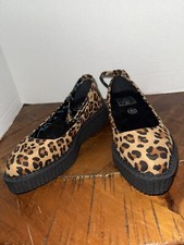 T.U.K. Ballet Creeper Platform Shoes Womens 5 Leopard Punk Goth Chunky Academia