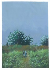 Original Painting A4 Acrylic Artwork Modern Landscape