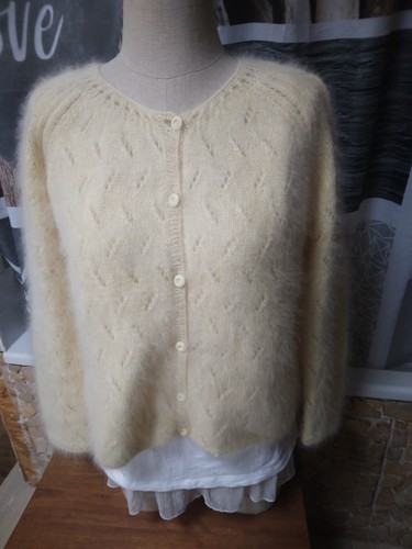 Cardigan angora jaune poussin - ,