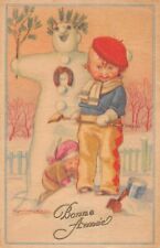 Old postcard illustrator / mauzan / christmas man / reverse No. 860