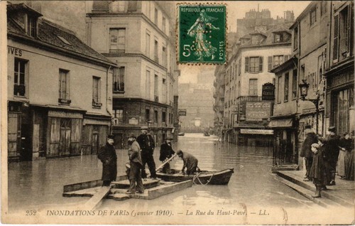 Cpa inondations paris - cpa, rue