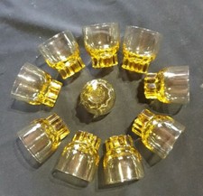 10 VINTAGE SMALL YELLOW STAR FOOT GLASSES 6CM HEIGHT 