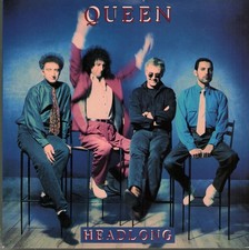 Queen Headlong 7" vinyl UK Parlophone 1991 paper label design 7". tiny tear to