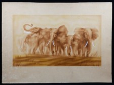 Lithographie Éléphants