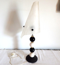 ANCIENNE LAMPE en Plastique à Décor de 4 Boules Noires et Blanches Années 70