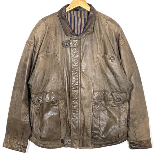 Blouson cuir patiné marron - en,