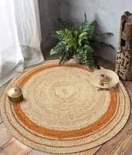 Tapis rond naturel réversible 100 % jute tressé ferme tapis de salon moderne