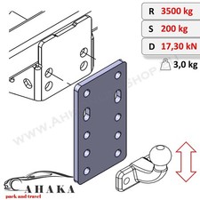 Plaque de rehausse boule d'attelage (entraxe 90mm) (Réglable de hauteur) 5x45 mm