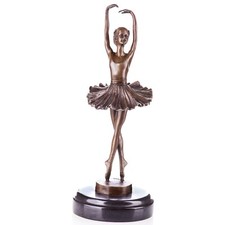 Bronze ballerina sculpture on a black marble base after Milo