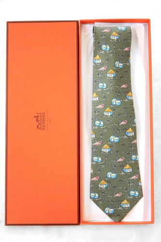 Hermes paris cravate vert - paris-,