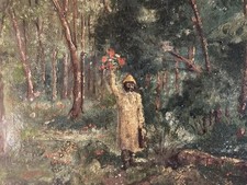 Oil painting on canvas man bouquet flowers curiosities flower 1900 old