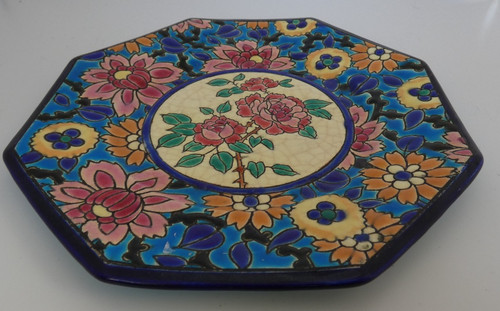 Assiette cartouche floral - ,