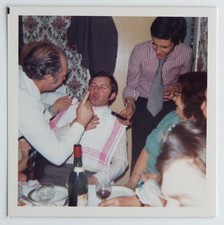 Men's Meal Towel Neck Party Red Wine Fun - Vintage 70's Photo
