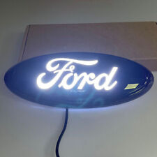 1pc White Light LED Tailgate Badge Front Grille Emblem Black Housing For Ford