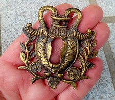 ANTIQUE SWAN EMPIRE LOCK KEY ENTRY, FURNITURE Bronze or Brass N91C