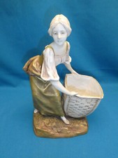 ROYAL DUX BOHEMIA IMPORTANT SHEPHERDESS POLYCHROME COOKIE SUBJECT AND BASKET