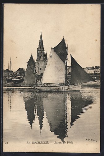 Cpa rochelle barque de - la,