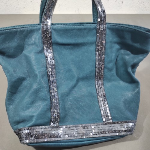 Sac cabas cuir veau bleu - sac,