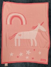 Cosatto Unicorn Blanket knitted cotton pink 90x70cm New