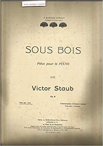 Sous bois piece pour piano - piece, le