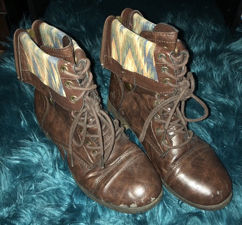 Rampage brown combat boots - brown,
