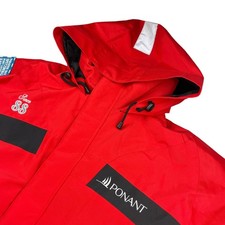 NEW Ponant Men's Hooded Full Zip Polar Expedition Parka Jacket Red • XS