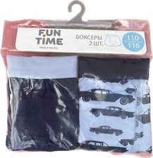 Caleçon Boxer Fun Time Garçon Bleu Voitures Taille 110/116cm (5/6 ans) Neuf