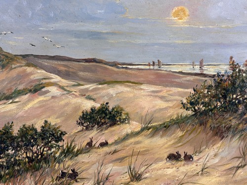 Tableau ancien plage - tableau, paysage