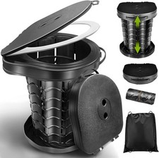 HOVIBU Toilette Portable Camping avec Couvercle, WC Portable avec Sac Poubelle,