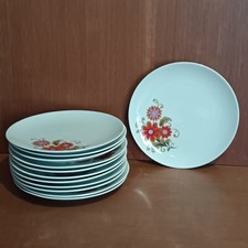 Service Porcelaine Winterling, 12 Assiettes À Dessert, Décor Fleur Orange, 70's