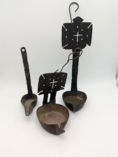 Lot of 3 wrought iron oil lamps, 18th century, from a priory