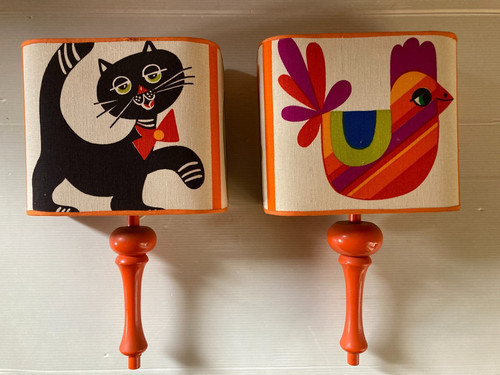 Paire appliques murale - , bois